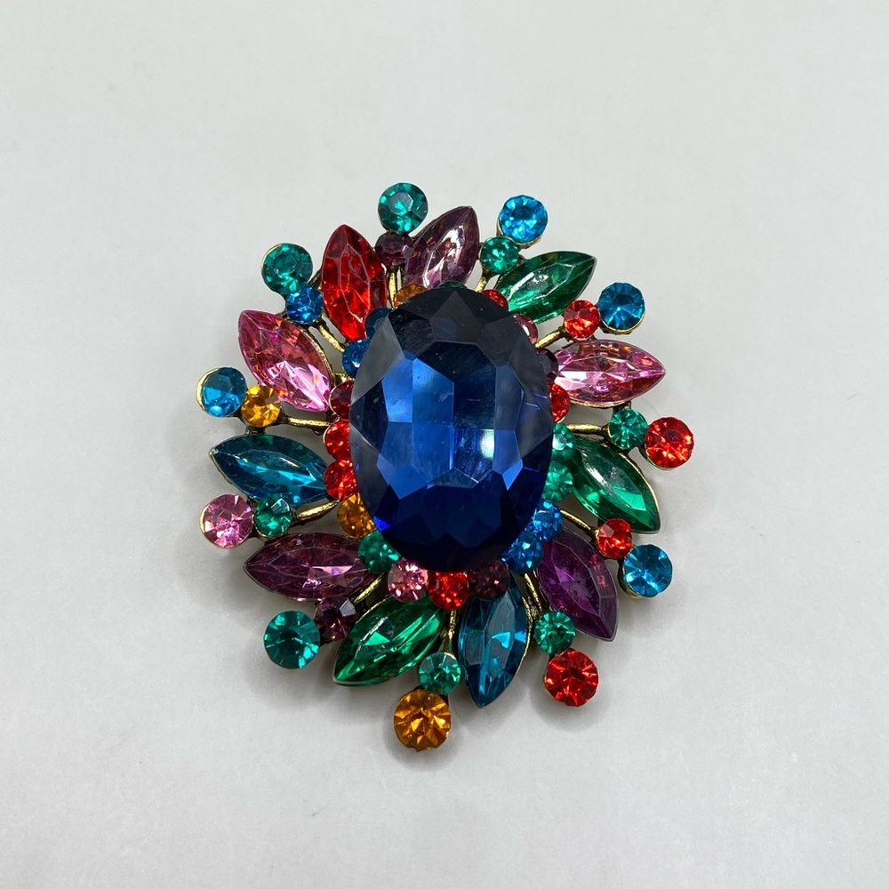 Colorful Vintage Rhinestone Statement Brooch